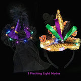 JOYIN 2 Pcs Halloween LED Headbands Light Up Witch Hat Headband, Pumpkin Sequin Hat Headbands for Halloween Costume Dress up Party Supplies, Halloween Party Favor, Cosplay, Halloween Accessories - Glow-Paradise