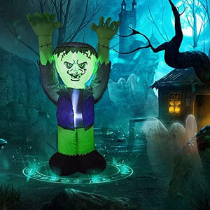 GOOSH 5 FT Halloween Inflatable Outdoor Ghost with Green Face, Blow Up Yard Decoration Clearance with LED Lights Built-in for Holiday/Party/Yard/Garden - Glow-Paradise