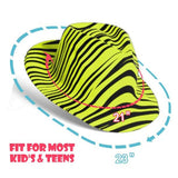 Neon Animal Print Camouflage Fedora Hats (Blue Color, 1 Quantity Per Pack) - Glow-Paradise