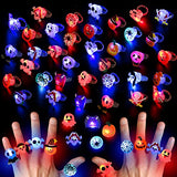 62 PCS Halloween Party Favors Toys for Kids Light Up Halloween Led Rings Necklaces Bracelets Brooch - Glow in the Dark Party Supplies Halloween Goodie Bag Fillers, Non Candy Halloween Treats Halloween Prizes for Kids - Glow-Paradise