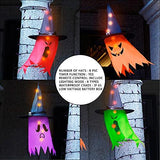 Twinkle Star Halloween 8 Pcs Lighted Hanging Witch Ghost Hats Decorations, Halloween Indoor Outdoor Remote Control String Lights 8 Lighting Modes, Glowing Witch Hat for Garden, Yard, Tree - Glow-Paradise