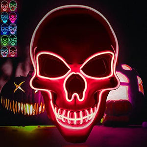 Led Masks Halloween Masks for Adults Scary for Halloween Festival Party with 3 Flash Modes Red Face Transforming Led Mask - Glow-Paradise