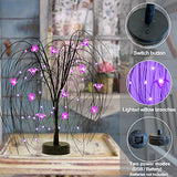 20 Inch Halloween Tree for Table Decor, 40 LED Lighted Willow Tree Light Purple Halloween Lights with Spiders Bats Tabletop Artificial Black Spooky Tree Halloween Decorations for Home Party - Glow-Paradise