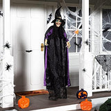 JOYIN Life Size 74" Hanging Animated Witch with LED Eyes and Spooky Sounds for Halloween Decorations - Glow-Paradise