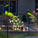 Solar Garden Lights Metal Peacock Garden Decor Waterproof Peacock Solar Stake Lights for Outdoor Patio Yard Decorations - Glow-Paradise