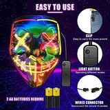 Halloween Purge Mask Light up - CHAOYU LED Scary Face Mask 2 Color Glow Mask with 3 Light Modes Masquerade Costume for Adults Kids Men Women(Yellow & Red) - Glow-Paradise