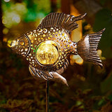 Solar Garden Decoration Outdoor Lights, Metal Fish Stakes LED Lights for Patio, Garden, Yard, Walkway (Bronze) - Glow-Paradise