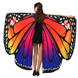 Christmas/Party Prop Soft Fabric Butterfly Wings Shawl Fairy Ladies Nymph Pixie Costume Accessory (168x135CM, Roseblue) … - Glow-Paradise