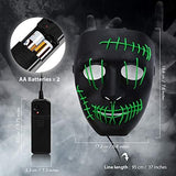ILEBYGO Halloween LED Purge Mask Scary Light Up Mask with EL Wire 3 Flashing-Modes for Halloween Festival, Party, Cos play (Green) - Glow-Paradise