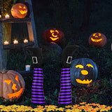 RUODON Halloween Witch Legs 13 Inches Upside Down Wicked Witch Legs Prop with Broomstick and Maple Leaves for Patio, Yard Witch Legs Decorations, Purple and Black - Glow-Paradise