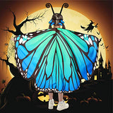 Butterfly Wings for Kids Butterfly Shawl Fairy Girl Cape Nymph Pixie Costume Halloween Accessory Children Size (Sky Blue c) - Glow-Paradise