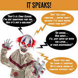 Best Choice Products Scary Harry The Motion Activated Animatronic Killer Clown, Halloween Prop w/Pre-Recorded Lines, Red Light Up Eyes, Moving Arms & Head - Glow-Paradise