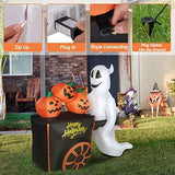 DECORLIFE 6FT Halloween Inflatables, Blow up Ghost with Pumpkin Cart, Outdoor Halloween Decorations with Built-in LED Lights for Lawn, Garden, Yard - Glow-Paradise