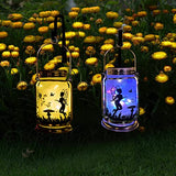 ANGMLN Rose in Glass Jar Solar Powered - 2 Pack Enchanted Rose Gift for Her Light Up Rose in Glass Lantern, Beauty and The Beast Rose Forever Flower for Mother’s Day Valentine's Day Wedding Halloween - Glow-Paradise