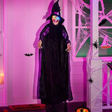 JOYIN Life Size 74" Hanging Animated Witch with LED Eyes and Spooky Sounds for Halloween Decorations - Glow-Paradise