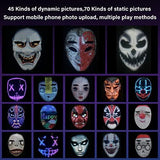 Halloween Mask LED Face Transforming Mask with Bluetooth Programmable for Halloween Masquerade Costumes Cosplay Party Light Up Mask for Adult Men Women, APP or Gesture Control, Rechargeable - Glow-Paradise
