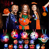 62 PCS Halloween Party Favors Toys for Kids Light Up Halloween Led Rings Necklaces Bracelets Brooch - Glow in the Dark Party Supplies Halloween Goodie Bag Fillers, Non Candy Halloween Treats Halloween Prizes for Kids - Glow-Paradise