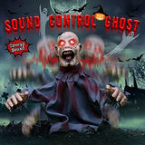 FUSPWEAO Scary Halloween Decorations Outdoor, Sound Induction Animated Zombie Halloween Groundbreaker, Halloween Motion Activated Props, Yard Animatronic Zombie Props with Glowing Eyes Creepy Sound - Glow-Paradise