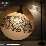 WERFACTORY Tiffany Floor Lamp White Crystal Bent Stained Glass Arched Lamp 12X18X64 Inches Gooseneck Adjustable Corner Standing Reading Light Decor Bedroom Living Room (LED Bulb Included) S508W Series - Glow-Paradise