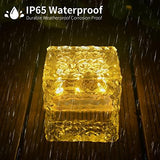 ROSHWEY Solar Ground Lights, 2 Packs Glass Solar Brick Lights with 8 LED Waterproof In-Ground Outdoor Landscape Lighting for Patio Pathway Lawn Yard Deck Driveway Walkway - Glow-Paradise