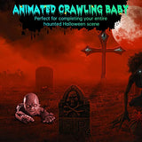 AW Animated Crawling Baby Zombie Scary Ghost Baby Doll Halloween Haunted House Decor Sound Sensor Flashing Eyes - Glow-Paradise