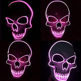 Halloween Scary Mask light Up Face Mask for Halloween Festival Party with 3 Flash Modes Pink Led Masks for Adults - Glow-Paradise