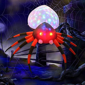 GOOSH 8 FT Width Halloween Inflatables Outdoor Spider with Magic Light, Blow Up Yard Decoration Clearance with LED Lights Built-in for Holiday/Party/Yard/Garden - Glow-Paradise