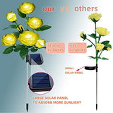 Solar Outdoor Lights 7 Rose Flowers Solar Garden Lights Garden Stake Lights Path Decorative Rose Lights for Patio Yard Pathway Landscape Enlarged Solar Panel (Yellow) - Glow-Paradise