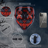 2 Packs Led Light Up Halloween Cosplay Face Mask, Glow Purge Neon Adults Scary Masked Women & Men Masquerade Party Costumes Accessories Blue & Red - Glow-Paradise