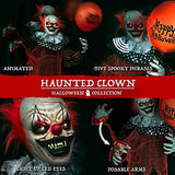 Holidayana Creepy Clown Halloween Animatronic - 5.6 ft Tall Animated Clown with Balloon Halloween Decoration, Sound and Touch Activated with Sounds, Lights and Movement - Glow-Paradise