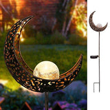 Homeimpro Garden Solar Lights Pathway Outdoor Moon Crackle Glass Globe Stake Metal Lights,Waterproof Warm White LED for Lawn,Patio or Courtyard (Bronze) - Glow-Paradise