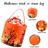 BEMISO Halloween Trick or Treat Bags With LED light Halloween Candy Basket Tote Bags Multipurpose Reusable Goody Bucket for Kids Halloween Party Favors (Orange) - Glow-Paradise