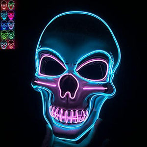 Halloween Scary Mask LED Light Up Mask for Halloween Festival Party with 3 Flash Modes Dual color(Blue Purple) - Glow-Paradise