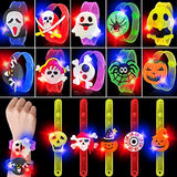 15 Pack Halloween LED Bracelets Halloween Party Favors for Kids 15 Styles Halloween Toys Gifts Halloween Trick Or Treat Goodies Bags Flashing Light Up Bracelet Glow in The Dark Party Supplies - Glow-Paradise