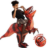 Spooktacular Creations Inflatable Halloween Costume Ride A Raptor Inflatable Costume with LED Light Eyes (Red, Child (4-6)) - Glow-Paradise