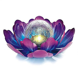 WNP Purple Solar Flower Light Outdoor Decorations,Solar Garden Lights Outdoor Decor,Waterproof Decorative Solar Powered Glass Ball Light with Metal Petal for Yard,Tabletop,Patio,Walkway - Glow-Paradise
