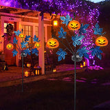 Brwoynn 30 Inches Solar Halloween Yard Decorations, Outdoor LED Solar Powered Pumpkin Halloween Pathway Lights, Metal Garden Stakes Lawn Yard Ornament, Set of 2 - Glow-Paradise