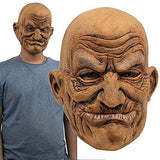 GOODKSSOP Unisex Clown Cosplay Old Men People Head Bald Funny Halloween Mask Full Face Latex Costume Props for Party Carnival Themed Show Play - Glow-Paradise