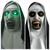 The Nun Led Mask, Halloween Led Costumes Devil Nun Head Mask with Headscarf, Adult Woman Horror Nun Mask Party Props (Green) - Glow-Paradise