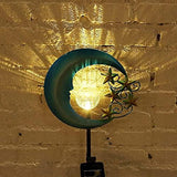 TOMBABY Solar Metal Star Moon Garden Lights -Crackle Glass Globe Outdoor Yard Stake for Lawn, Pathway, Patio or Courtyard - Glow-Paradise
