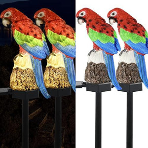 Solar Garden Stake Lights - 2 Pack Parrot Solar Lights Outdoor Garden,IP67 Waterproof Warm White LED Solar Powered Garden Lights for Walkway Yard Backyard Lawn Landscape Decorative(Gules) - Glow-Paradise