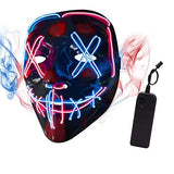 Depointer Halloween Scary Mask Cosplay Led Costume Mask EL Wire Light up Halloween Festival Party, Pink/Blue - Glow-Paradise