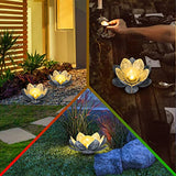 AIINY Garden Solar Light Outdoor(2Pack) ,Crackle Globe Glass Lotus Decoration , Waterproof Metal LED Flower Lights for Patio,Lawn,Walkway,Tabletop,Ground - Glow-Paradise