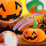 Athoinsu Light up Halloween Pumpkin Stuffed Animal LED Glowing Night Light Fluffy Soft Ghost Jack O Lantern Plush Toy Decoration Gift for Toddlers Kids, 8.5’’ - Glow-Paradise