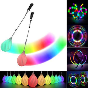 LED Poi Balls Glow Balls Soft Glow Poi Balls for Beginners and Professionals Rainbow Fade and High Strobe Spinning LED Glow Toy Light Up Balls 1x Pair Glow Poi Balls - Glow-Paradise