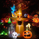 DECORLIFE 8 FT Halloween Inflatables, Blow up Halloween Decorations Tree with Ghost, Pumpkin, Skeleton and Tombstone, Halloween Yard Inflatables with Built-in LED Lights for Garden, Lawn Outdoor - Glow-Paradise