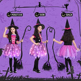 Halloween Witch Costume for Girls, Light Up Toddler Witch Dress with Hat and Broom, Kids Witch Costumes for Halloween Role-Play Party (Small) - Glow-Paradise