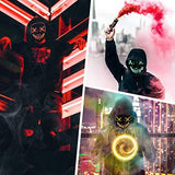 Halloween Mask LED Light Up Scary Mask with Skull Gloves 3 Lighting Modes for Festival Parties Cosplay (Yellow) - Glow-Paradise