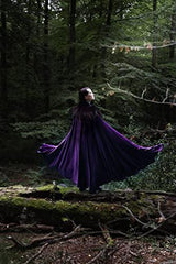 JEGERMIG 66in Adult Natural Feather and Cape Role Play Party Witch Cloak Purple - Glow-Paradise