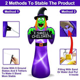 TURNMEON 8 Ft Giant Halloween Inflatables Witch Outdoor Decorations, Scary Witch Holds I Smell Children Banner LED Lights Blow Up Yard Halloween Decor Garden Lawn Holiday Party Home with Stakes Tether - Glow-Paradise